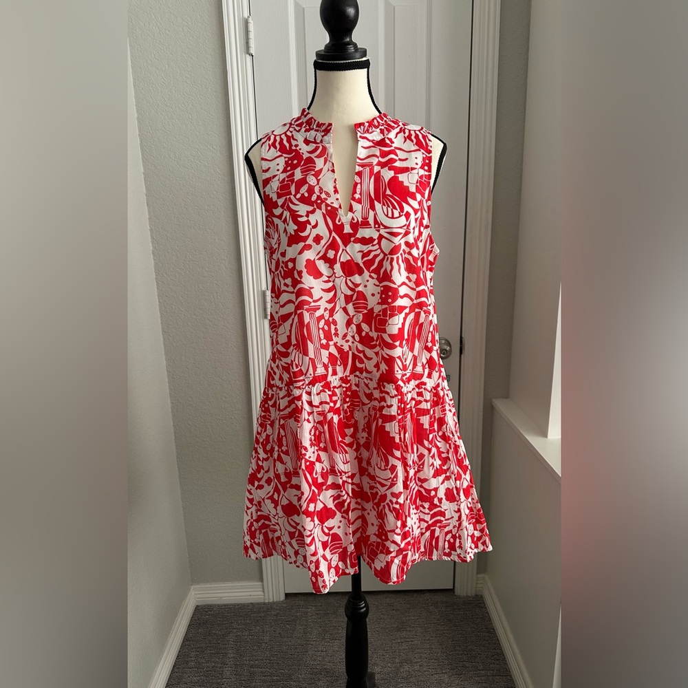 Sugarlips Red and White High/Low Sleeveless Dress Size Small EUC